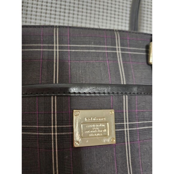 Liz Claiborne gray with red & cream plaid shoulder bag lots of storage - Picture 4 of 9